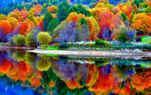 Serene Fall Lake Reflecting Stunning Autumn Colors Wallpaper