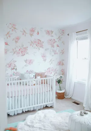 Serene Floral Nursery Room Wallpaper