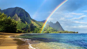 Serene Hawaiian Beach With Golden Sands And Turquoise Waters Wallpaper