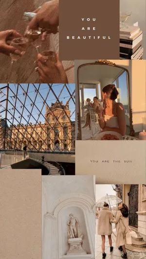 Serene Korean Beige Aesthetic Scenery Wallpaper