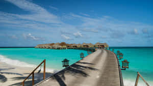 Serene Maldives Beach At Sunset Wallpaper