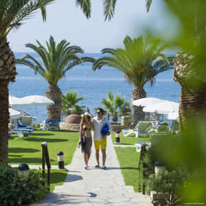 Serene Mediterranean Beach Escape Wallpaper