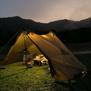 Serene Minimalist Camping Site Wallpaper