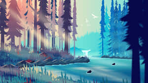 Serene_ Minimalist_ Forest_ Landscape Wallpaper