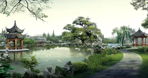 Serene Samurai Garden With Vibrant Greenery And Tranquil Pond Wallpaper