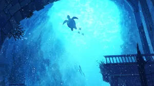 Serene Sea Turtle Dive Wallpaper