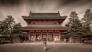 Serene Shinto Shrine In A Tranquil Forest Wallpaper