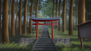 Serene Shrine In Nature Wallpaper