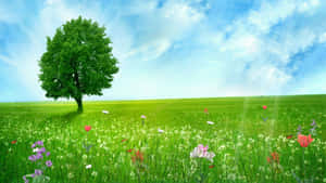 Serene Spring Meadow Landscape Wallpaper