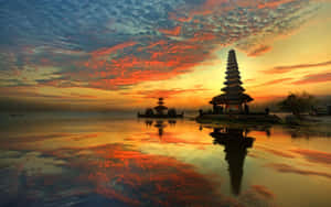 Serene Sunset At Bali Beach Wallpaper