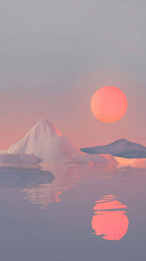 Serene Sunset Iceberg Reflection Wallpaper