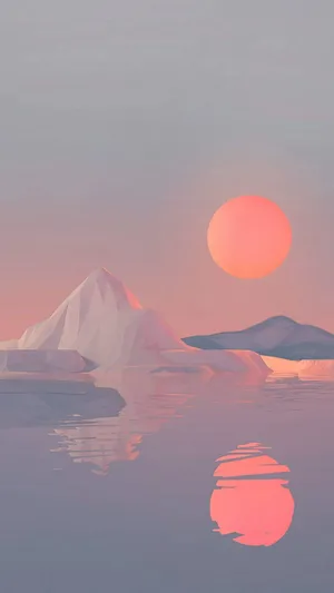 Serene Sunset Iceberg Reflection Wallpaper