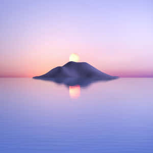 Serene Sunset Island Reflection Wallpaper