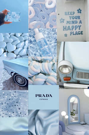 Serenity Blue Aesthetic Collage Wallpaper