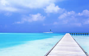 Serenity Blue Beach Pier Wallpaper