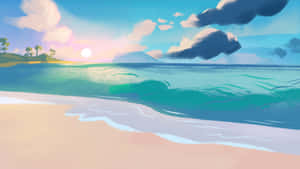 Serenity By The Shore - A Magnificent Beach Painting Wallpaper