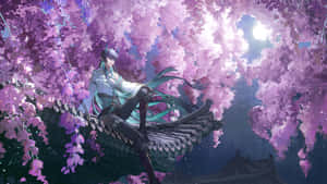 Serenity Under Cherry Blossoms Wallpaper