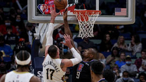 Serge Ibaka Blocking Valanciunas Wallpaper