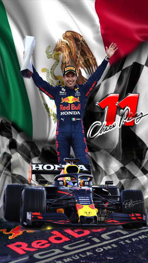 Sergio Perez Mexican Flag Wallpaper