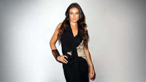 Serinda Swan Elegant Black Dress Wallpaper