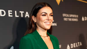 Serinda Swan Green Blazer Event Smile Wallpaper