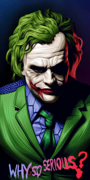 Serious-looking Joker Wearing Green And Blue Suit Wallpaper