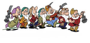 Seven Dwarfs Graphic Art Wallpaper