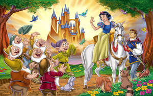 Seven Dwarfs Waving Goodbye Wallpaper