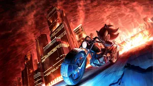 Shadow The Hedgehog On Motorcycle Wallpaper