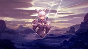 Shadowbringers Female Character Dusk Landscape Wallpaper