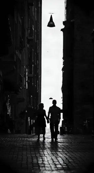 Shadowed Lovers Walk Wallpaper