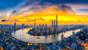 Shanghai Cityscape Panorama Wallpaper