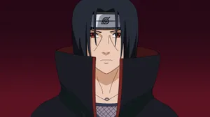 Sharingan Live Itachi Uchiha On Red Wallpaper