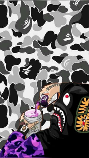 Shark_ Bape_ Camouflage_ Background Wallpaper