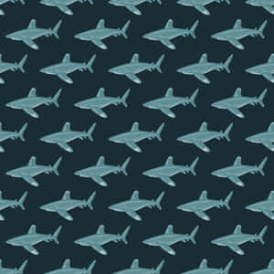 Shark Pattern Dark Sea Background Wallpaper