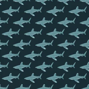 Shark Pattern Dark Sea Background Wallpaper