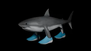 Shark Wearing Blue Sneakers Wallpaper