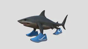 Shark Wearing Blue Sneakers Wallpaper