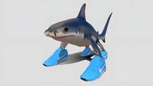 Shark Wearing Blue Sneakers Wallpaper
