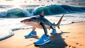 Shark Wearing Sneakers Wallpaper