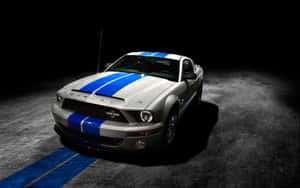 Shelby G T500 Blue Stripes Dark Background Wallpaper