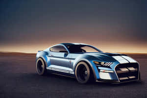 Shelby G T500 Blue Stripes Sunset Wallpaper