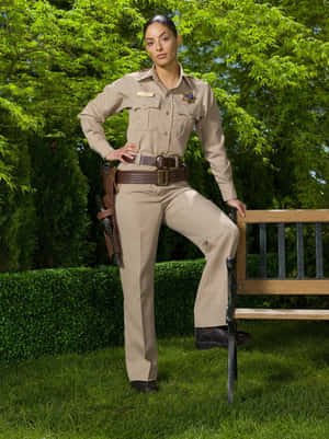 Sheriff Uniform Pose Outdoors Wallpaper