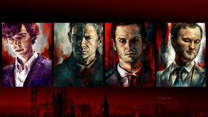 Sherlock Characters Oil Painting Art Wallpaper