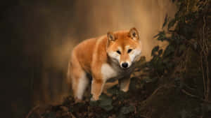 Shiba Inu In Forest Wallpaper