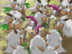 Shiftry Surrounding Jessie Meowth Wallpaper