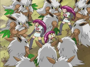 Shiftry Surrounding Jessie Meowth Wallpaper