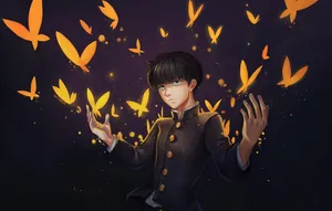 Shigeo Kageyama, Also Known As Mob, Displaying His Psychic Powers Wallpaper