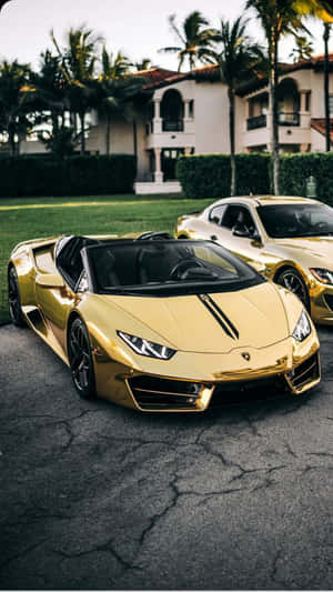 Shine Bright Like A Gold Lamborghini Wallpaper