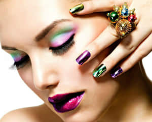 Shine Bright With Purple Nails Wallpaper